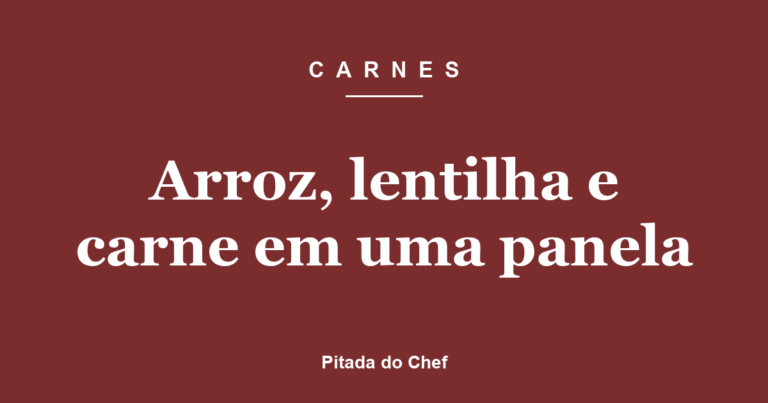 Arroz, lentilha e carne em uma panela
